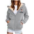 thumbnail image 6 of GaThRRgYP Plus Size Womens Clothes,Women's Fashionable Printed Fleece Hooded Sweatshirt Jacket Gray L, 6 of 8