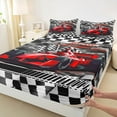 thumbnail image 3 of Feelyou Racing Car Kids Full Size Sheets, Extreme Sports Lover Bed Sheets, Camo Checkered Flag Sheet Sets, Lightweight Room Decor, 4pcs, 3 of 7