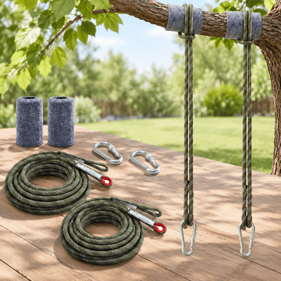 6ft Tree Swing Ropes with Carabiners and Protectors, Set of 2