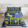 thumbnail image 2 of Castle Fairy Teens Adults Football Print Bedding Comforter Set 2pcs,Sport Gamer Twin Comforter Sets Microfiber,Blue Yellow Breathable Bedding Set,Breathable Home Decor,Reversible, 2 of 8