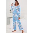 thumbnail image 2 of Pyjama à Manches Longues pour Femmes, Col Rond Doux, FP-Bleu Clair, 2 of 5