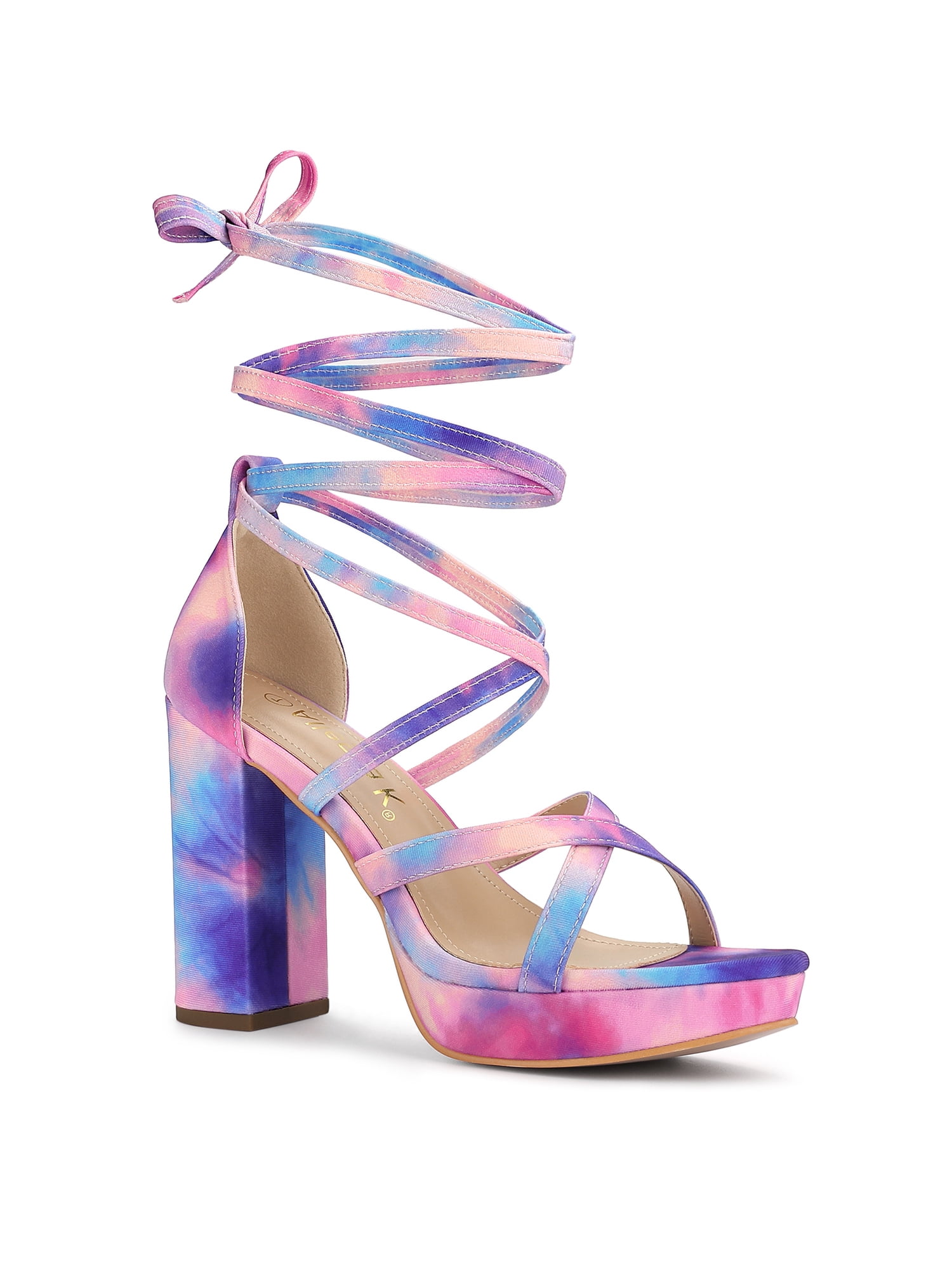 tie dye chunky heels