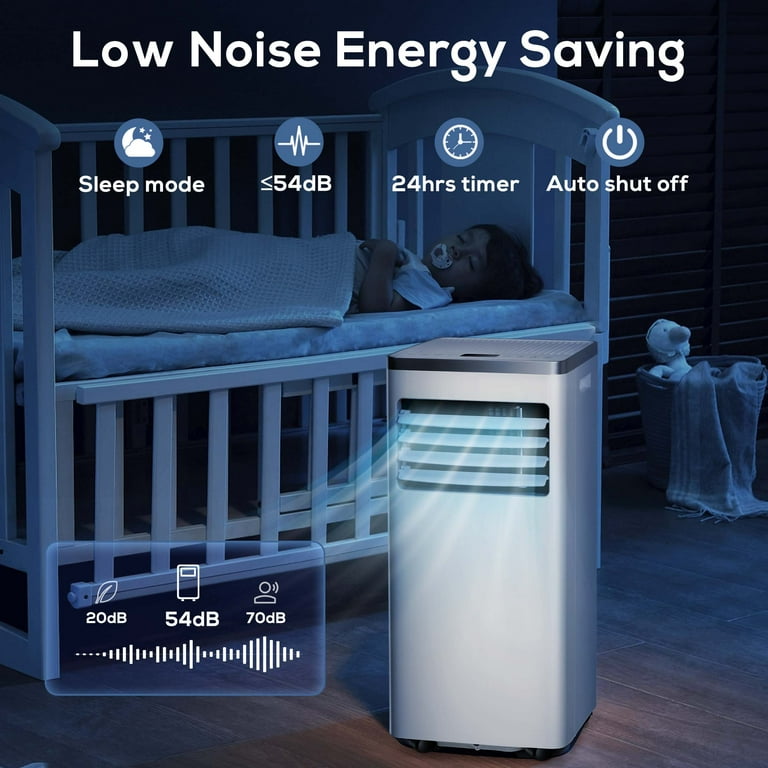 Auseo 5,000BTU (8,000BTU ASHRAE) Portable Air Conditioner, Dehumidifier, Fan, 3 in 1 AC with 24-Hour Timer