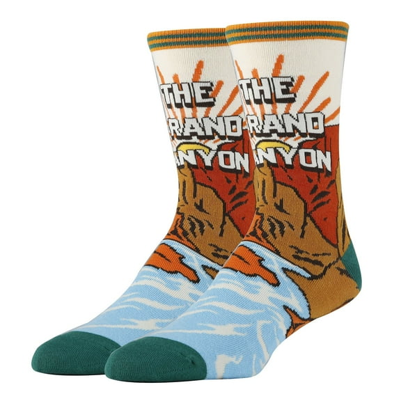 OoohYeah Men's Funny Colorful Crew Socks, Novelty Cotton Socks, Grand Canyon, One Size