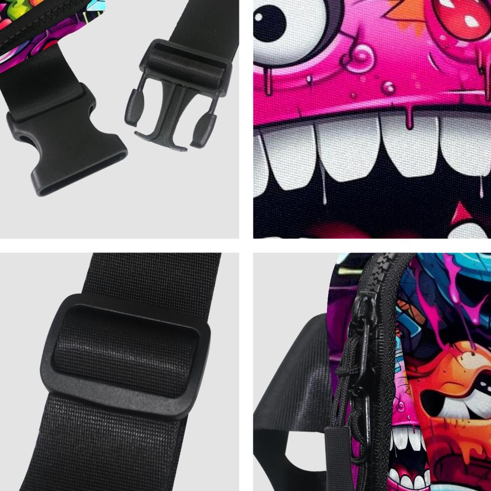 Graffiti Lightweight Adjustable Waist Bag with Extension Strap - Unisex Sling Bag for Travel and Outdoor Activities