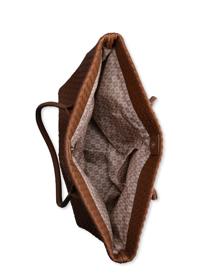 London Fog Women's Woven Tote With Pouch, Brown - Walmart.com