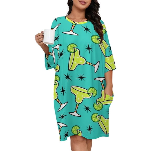 Margarita Time Sleepshirts For Sleeping Travels Loose Sleepdress Pajama Dress Soft Nightdress Sleepwear