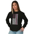 thumbnail image 3 of Breast Cancer Pink Ribbon USA Flag Women's Long Sleeve T Shirt Brisco Brands S, 3 of 6