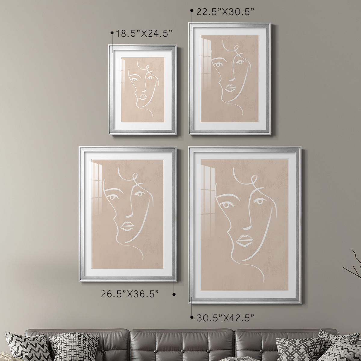 Wexford Home Curly Face I Premium Framed Print, 30.5" x 42.5" - Ready to Hang, Silver (Set of 2)