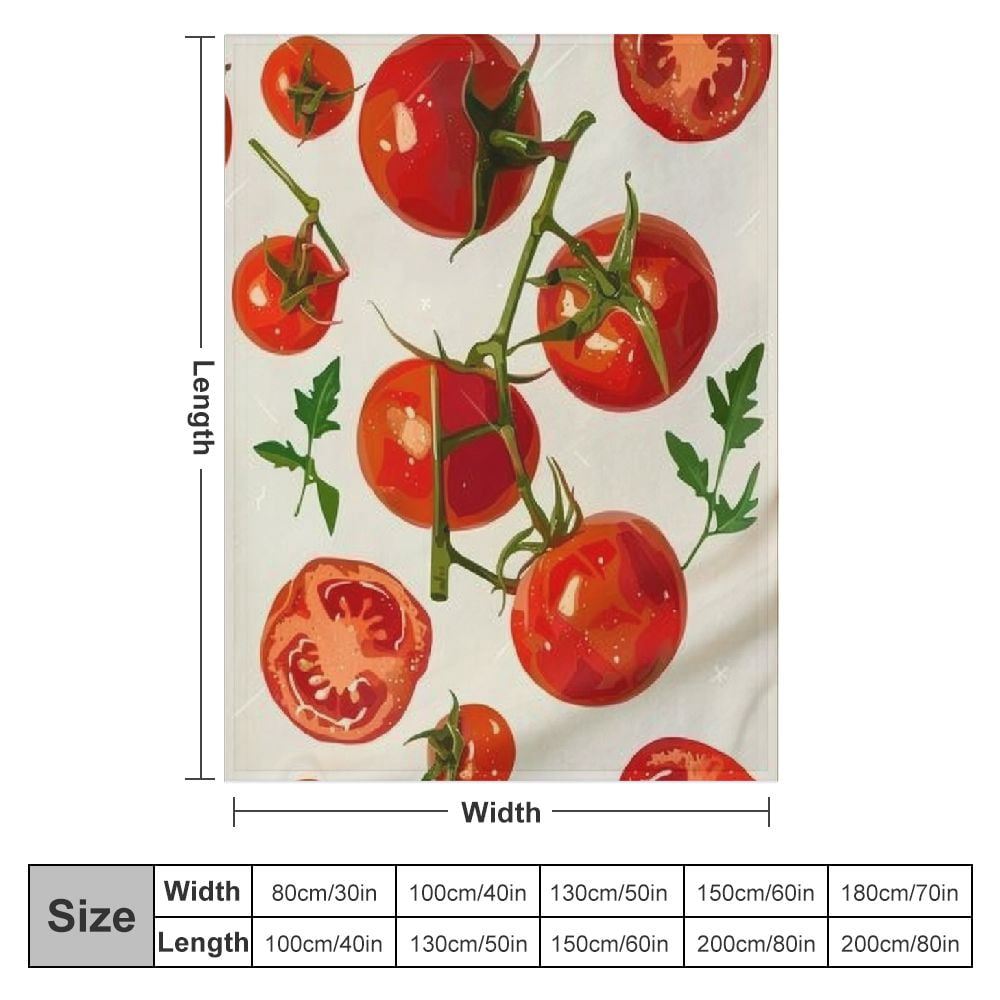 Turamurra Tomato Print Fleece Throw Blanket - 60x80 Inches, Soft & Warm, Perfect For Gardeners & Food Lovers