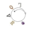 thumbnail image 2 of Delight Jewelry Silvertone Medium Translucent Purple Paw Multi-Colored Crystal Love Charm Bracelet, 2 of 5