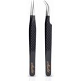thumbnail image 1 of SIALIT Eyelash Tweezers - for Eyelash Extensions, Pro Level Straight and Curved Tweezers, Set of 2 Pcs, Black Stainless Steel Tweezers to Boost Your Lash Creativity, 1 of 6