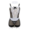 thumbnail image 1 of Gibobby Ropa sexy de mujer para sexo Lencería sexy para mujer, lencería de encaje floral, de una pieza, exótica, traviesa, con tirantes, lencería de peluche(Negro, CH), 1 of 5