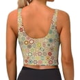 thumbnail image 4 of Goofa Retro Geometry Printed Sports Bras for Women, High Impact Running Bra Workout Crop Tank Tops Longline Sports Bra Push up-Large, 4 of 9