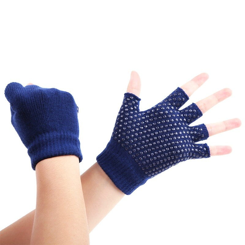 1 Pair Women Half Finger Yoga Pilates Gloves Gym Fitness Cotton Fingerless Training Gloves Non