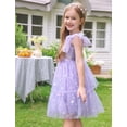 thumbnail image 7 of IBTOM CASTLE Toddler Kids Girls Butterfly Dress Sparkle Tulle Ruffle Sleeve Wedding Formal Birthday Pageant Shoot Dresses Purple, 7 of 7