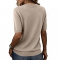 thumbnail image 4 of Womens Summer Short Sleeve Tops Crew Neck Lightweight Pullover Sweaters Loose Dressy Casual Blouse Basic Clothes Brown M, 4 of 6