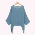 thumbnail image 4 of Dtydtpe 2024 Clearance Sales, Plus Size Tops for Women, Womens Ladies Casual Plus Size Loose Cotton Linen Solid Color Tops Shirt Blouse Womens Tops Blue, 4 of 6
