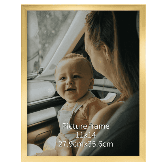 MEBRUDY 11x14 Picture Frame, 11 by 14 Thin Poster Photo Frame for Wall Display, Single, Gold
