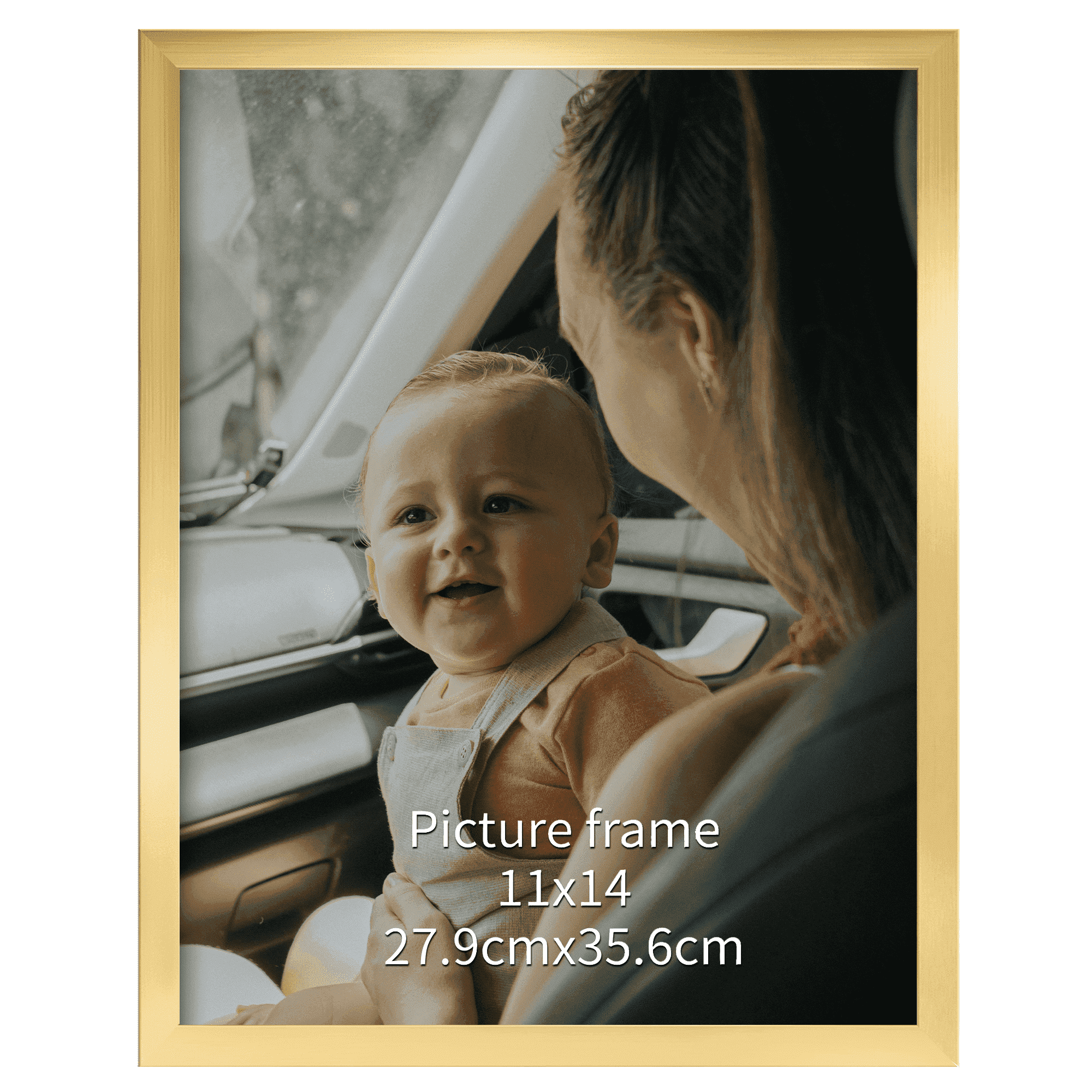 MEBRUDY 11x14 Picture Frame, 11 by 14 Thin Poster Photo Frame for Wall Display, Single, Gold