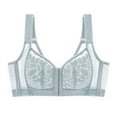 thumbnail image 5 of khonts,Women's Lace Front Hook Closure Bras Wireless Push up Full Coverage Support Bra Comfort Post Surgery Adjustable Wide Strap Bras Light Blue 52, 5 of 5