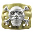 thumbnail image 2 of Rhinestone Skull & Crossbones Goldtone Stretch Ring Halloween, 2 of 3