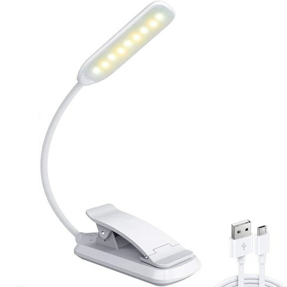 9 LED Book Light,USB Rechargeable Reading Light,Stepless Dimming -3 Colortemperature × 3 Brightness,Power Indicator,for Bookworms,Kids & Travel (White)