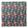 thumbnail image 4 of Bimba Gray Donut & Text Printed Pure Silk Scarf For Hair Neck Head Bandanas For Women 40 x 80 Inches, 4 of 6
