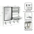 thumbnail image 2 of Kate and Laurel Tanner Wall Organizer with Mirror and Hooks, 28 x 8 x 24, White and Black, Farmhouse Wall Organization Home Office Station with Baskets for Modular Storage, 2 of 9