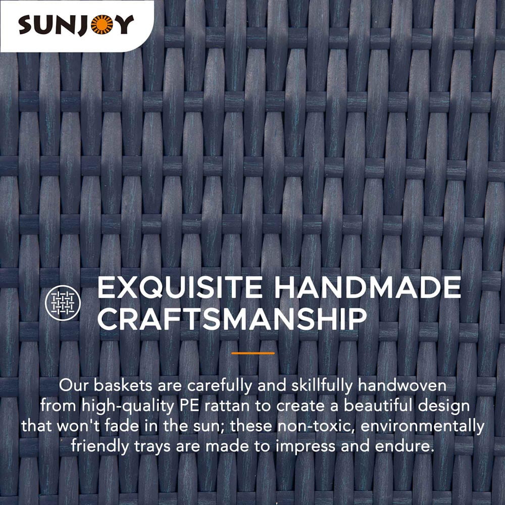 Sunjoy Floating Pool Canopy with Add-on 24x24 in. Wicker Floating Tray, Navy