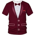 thumbnail image 2 of Xcmzpl T-Shirt de Smoking pour Hommes T-Shirt Graphique de Smoking Grandes Tailles T-Shirts à Imprimé Color Block Col Rond Manches Courtes Chemises Décontractées, 2 of 5