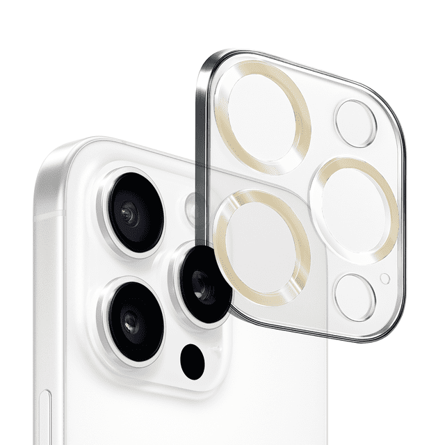 Mica de Cámara Cristal Deluxe 2mm para iPhone 14 Pro / 14 Pro Max – Protección Vidrio Templado Dorado, Alta Claridad y Ajuste Perfecto