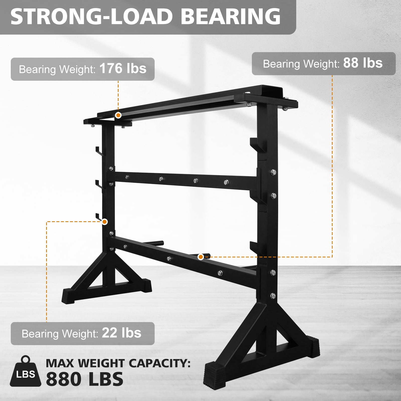 Dumbbell Rack Stand, Multifunctional Barbell & Weight Rack, Heavy Duty Weight Storage Organizer