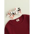 thumbnail image 4 of Toddler Baby Girls Fall Outfits Tie Cutout Long Sleeves Tops and Floral Pants Headband Set, 4 of 8