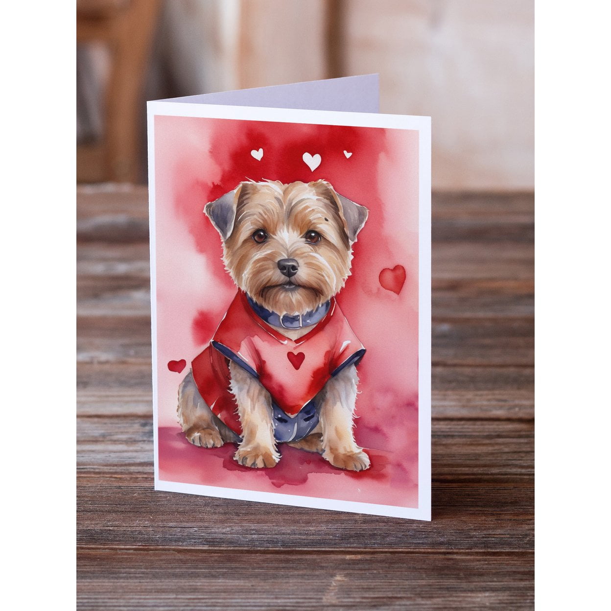 Norfolk Terrier My Valentine Greeting Cards Pack of 8 7 in x 5 in