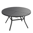 thumbnail image 6 of Vicllax Outdoor Patio Dining Table Dia.50" Slatted Tabletop Metal Frame with Umbrella Hole, Black, 6 of 7