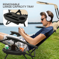 thumbnail image 4 of OSM 1-Pack Zero Gravity Reclining Lounge Chairs with Canopy, Portable Folding Patio Loungers with Removable Cup Holder Side Tray and Pillow Headrest for Outdoor, Beach, Camping, Cream, 4 of 7
