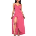thumbnail image 2 of Plus Size Women's Spaghetti Strap Beach Dresses Cover Up Bikini Cover Up Wrap Swimsuit V-Neckline Backless Long Dress, 2 of 8