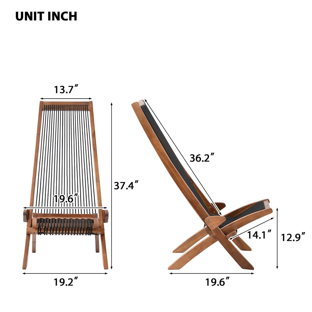 Lowestbest Outdoor Lounge Chair, Folding Rope Wooden Chair for Indoor and Outdoor Terrace Garden Pool, Low-Shaped Acacia Wooden Chair, Brown Lowestbest Outdoor Lounge Chair, Folding Rope Wooden Chair for Indoor and Outdoor Terrace Garden Pool, Low-Shaped Acacia Wooden Chair, Brown