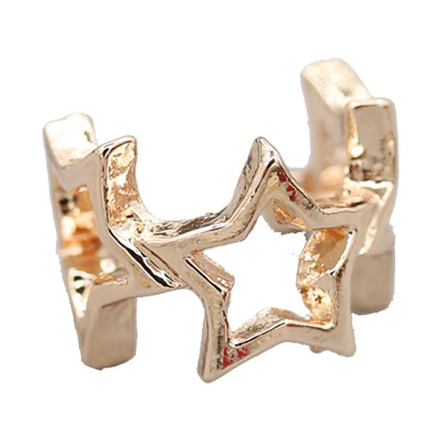 Pendientes con clip para la oreja de estrella exquisita de Fahion, accesorios de joyería con forma de gota para mujer (oro rosa)