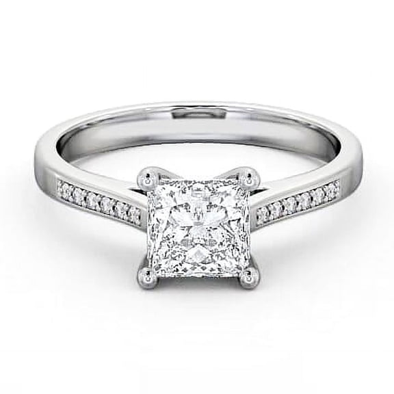 Vivid Jewel Princess 14K White Gold Over Engagement Ring - 2.1 Ct Princess Brilliant Cut Diamond Rings - Solitaire Engagement Wedding Women's Rings for Her - Gorgeous Anniversary Gifts for Women's