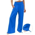 thumbnail image 4 of Ashirexll Wide Leg Pants Woman, High Waisted Pants for Women, Summer Women's High Waist and Elastic Waistband Casual Pants Comfortable Wide Leg Pants with Pockets, 4 of 7