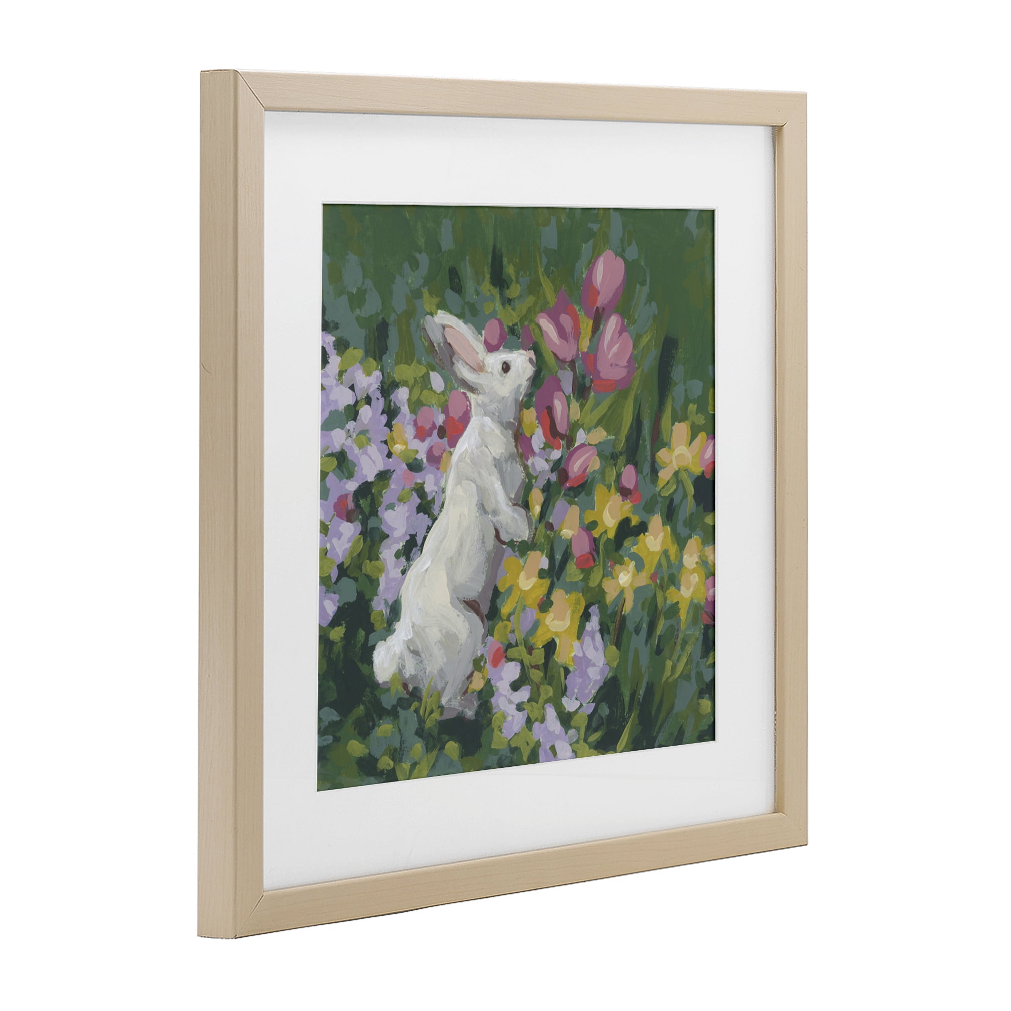 Stupell Industries Bunny in Garden Impression Birch Framed Print Under Glass, design by June Erica Vess