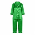 thumbnail image 6 of POROPL Pajama Sets for Women,Silk Satin 3/4 Sleeve Pjs Sleepwear with Button Down Tops and Capri Pants Sizes S-2x, 6 of 7