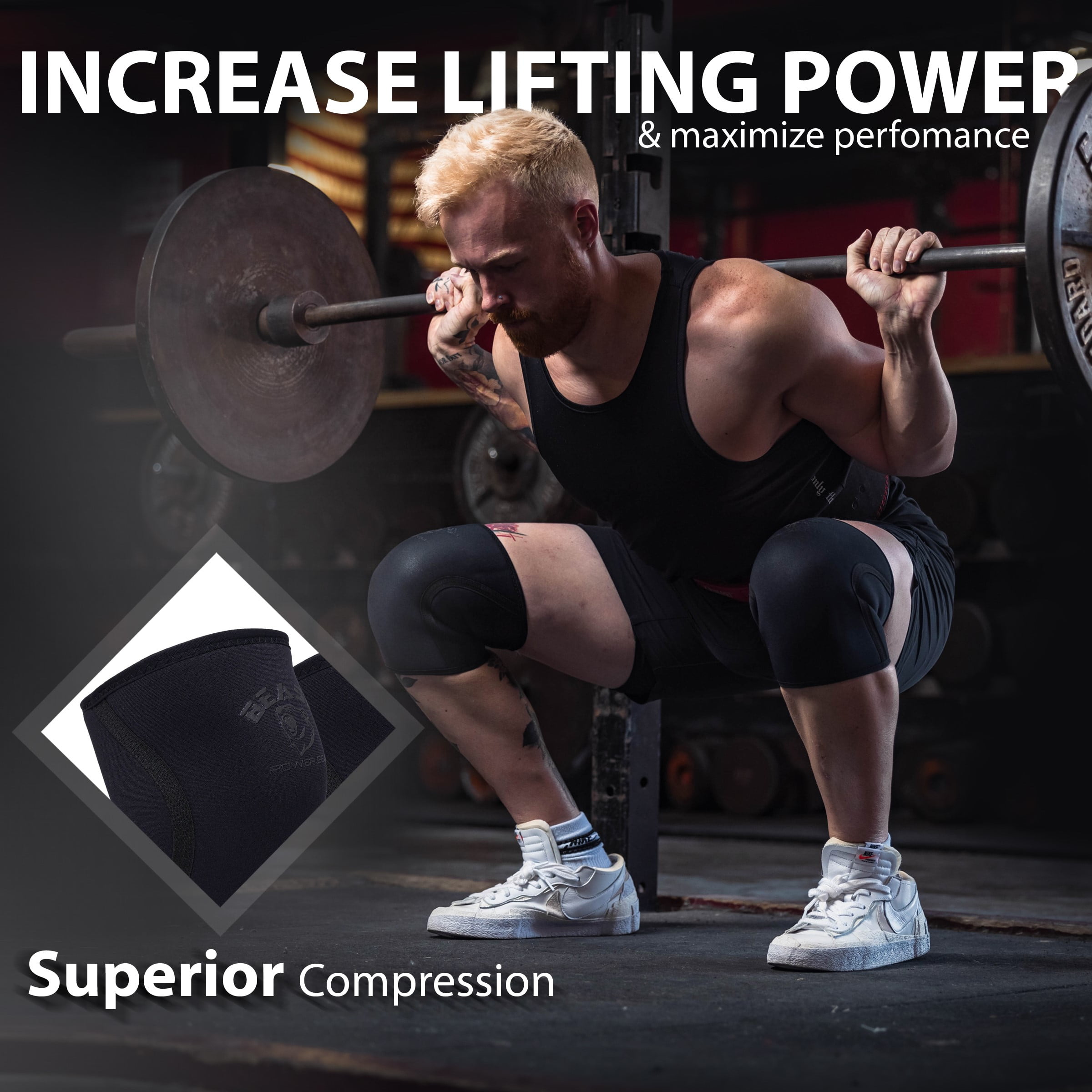 Neoprene Compression Knee Sleeves 7MM (Pair) Enhanced Knee Support in Squats Powerlifting Weightlifting and Wrestling – Unisex