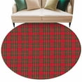 thumbnail image 2 of Red Green Checkered Round Area Rug 6 FT, Non Slip Bedroom Area Rug, Christmas Red and Green Plaid Washable Soft Circular Carpet Non-Shedding Floor Mat for Kitchen Dining Room Home Office Kids Room, 2 of 9