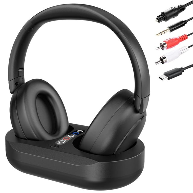 Auriculares inalámbricos Pmjebe para TV con base de carga para transmisor