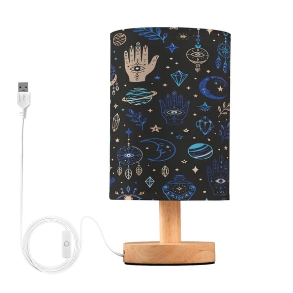 Hand Eyes Table Lamp, Fully Dimmable Nightstand Lamp with USB and Linen Fabric Shade, Modern Gifts for Bedroom, Living Room, Office