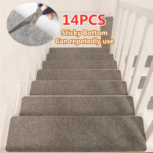 14Pcs Set Stair Treads Rectangle Non-slip Rugs Stair Mats Pads Carpet In 3 Colors