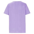 thumbnail image 4 of HAPIMO Women's Solid Color Pullovers Summer Round Neck Button Blouses Casual Workout Shirts Trendy Short Sleeve Tees Relaxed Loose Eyelet Tops for Girls Purple L, 4 of 5
